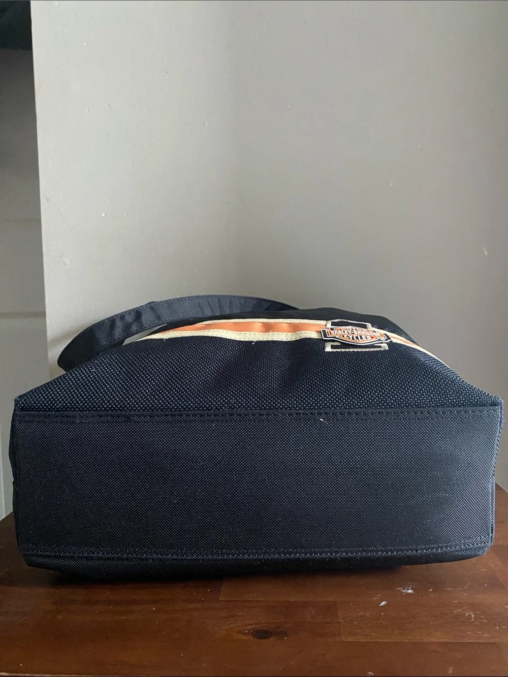 Harley-Davidson Black Tote with Orange and Cream Stripe and Logo Patch - Picture 8 of 11